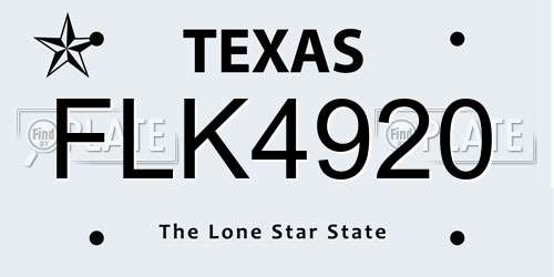 FLK4920 Texas License Plate