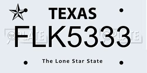 FLK5333 Texas License Plate