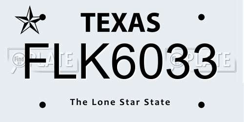 FLK6033 Texas License Plate