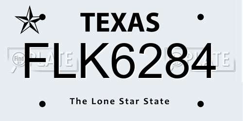 FLK6284 Texas License Plate