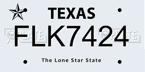 FLK7424 Texas License Plate