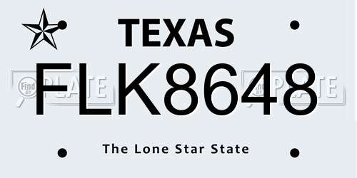 FLK8648 Texas License Plate