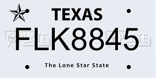 FLK8845 Texas License Plate