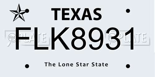 FLK8931 Texas License Plate