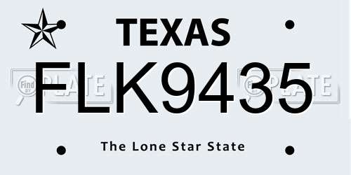 FLK9435 Texas License Plate
