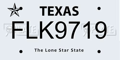 FLK9719 Texas License Plate