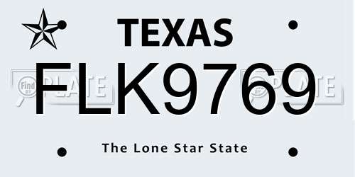 FLK9769 Texas License Plate