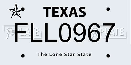 FLL0967 Texas License Plate
