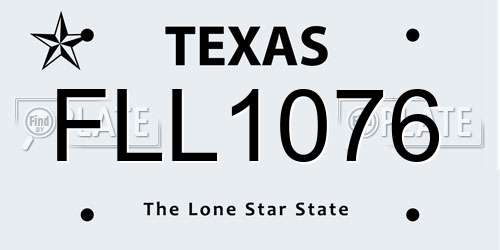 FLL1076 Texas License Plate