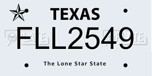 FLL2549 Texas License Plate