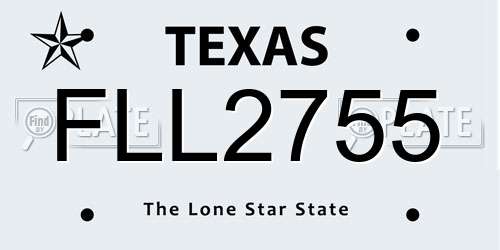 FLL2755 Texas License Plate