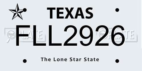 FLL2926 Texas License Plate