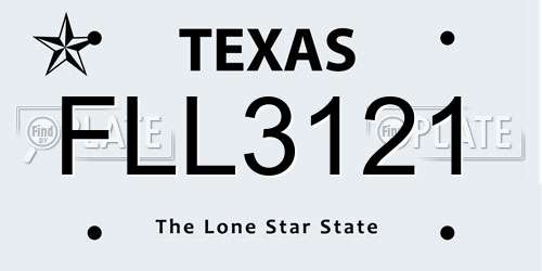 FLL3121 Texas License Plate