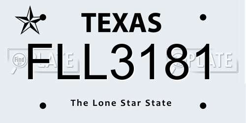 FLL3181 Texas License Plate