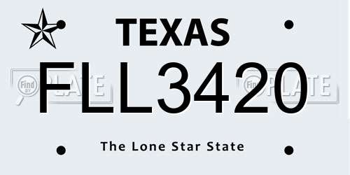 FLL3420 Texas License Plate