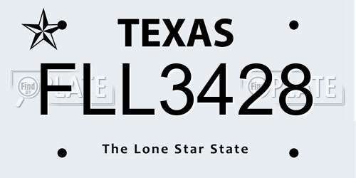 FLL3428 Texas License Plate