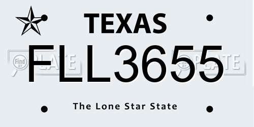 FLL3655 Texas License Plate