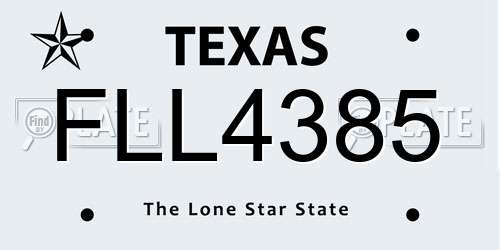 FLL4385 Texas License Plate