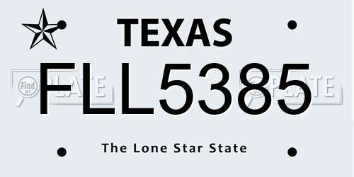 FLL5385 Texas License Plate