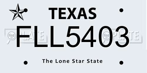 FLL5403 Texas License Plate
