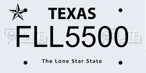 FLL5500 Texas License Plate