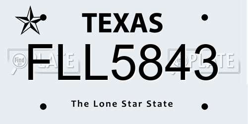 FLL5843 Texas License Plate