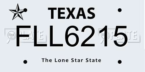 FLL6215 Texas License Plate