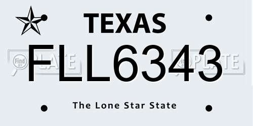 FLL6343 Texas License Plate