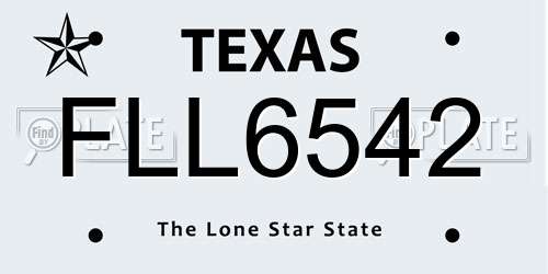 FLL6542 Texas License Plate