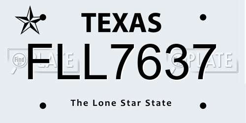 FLL7637 Texas License Plate