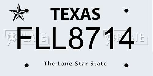 FLL8714 Texas License Plate