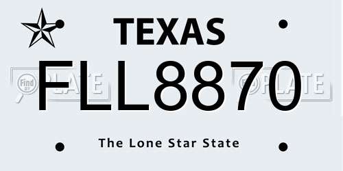FLL8870 Texas License Plate
