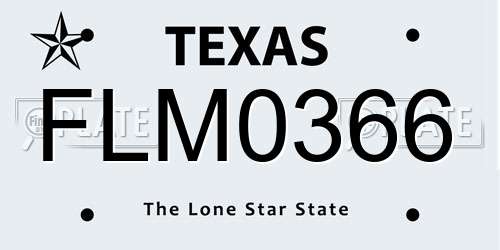 FLM0366 Texas License Plate