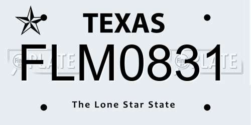 FLM0831 Texas License Plate