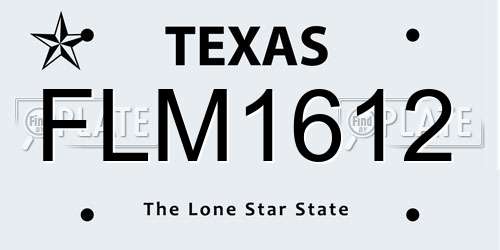FLM1612 Texas License Plate