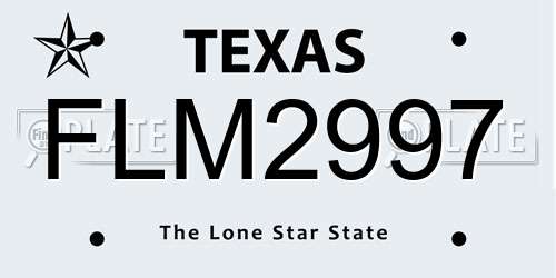 FLM2997 Texas License Plate