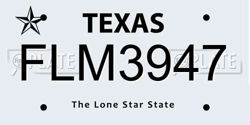 FLM3947 Texas License Plate