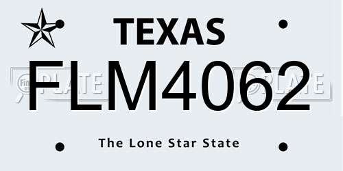 FLM4062 Texas License Plate