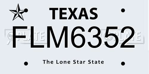 FLM6352 Texas License Plate