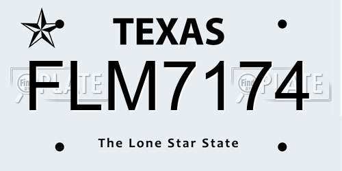 FLM7174 Texas License Plate