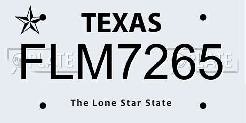 FLM7265 Texas License Plate