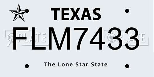 FLM7433 Texas License Plate