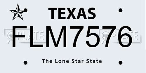 FLM7576 Texas License Plate