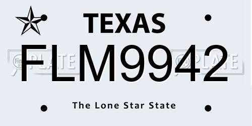 FLM9942 Texas License Plate
