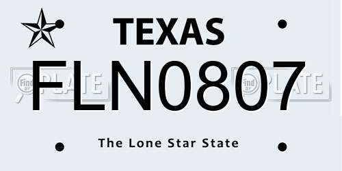 FLN0807 Texas License Plate