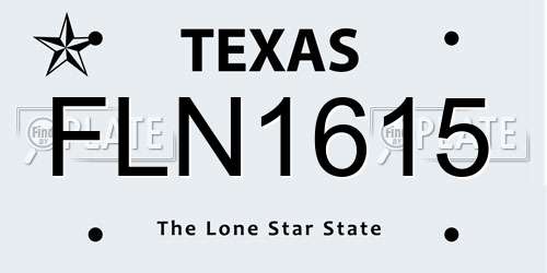 FLN1615 Texas License Plate
