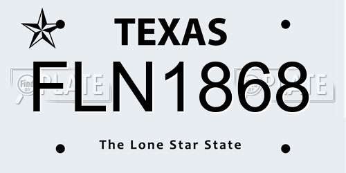 FLN1868 Texas License Plate