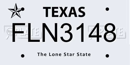 FLN3148 Texas License Plate