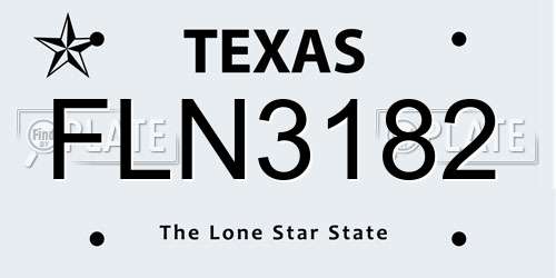 FLN3182 Texas License Plate