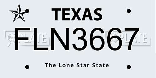 FLN3667 Texas License Plate